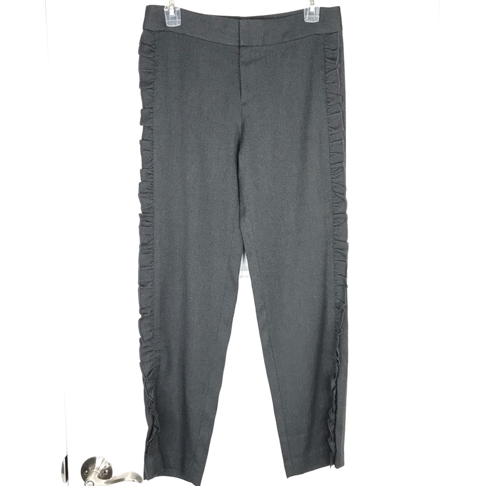 CLUB MONACO Gray Pants With Side Ruffle Trim Size 2 - Picture 2 of 13